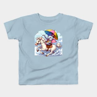 little elephant riding a horse Kids T-Shirt